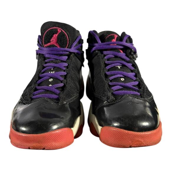 Nike Jordan Jumpman Two Trey GS Black Red Youth 4Y Basketball Shoes (Lace Swap) - Picture 2 of 8